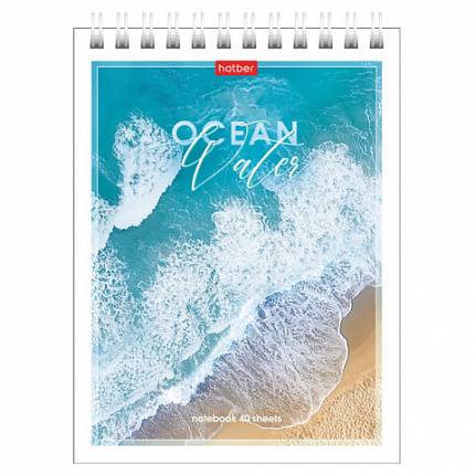 Блокнот МАЛЫЙ ФОРМАТ А6, 40 л., гребень, картон, клетка, HATBER, "Аквалайф", 080473, 40Б6В1гр