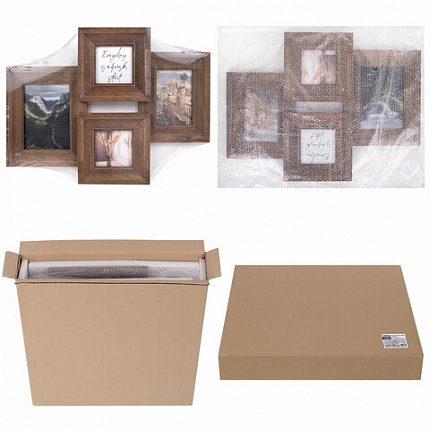 Рамка из мангового дерева BRAUBERG LOFT QUAD, фото разного размера, акриловый экран, 52х39 см, 391283