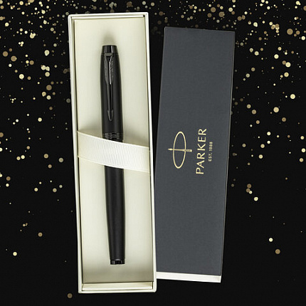 Ручка перьевая PARKER "IM Achromatic Black BT", ежедневник А5 черный, пакет, 880901