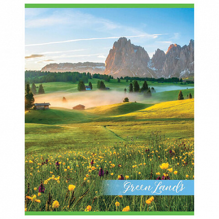 Тетрадь А5, 48 л., HATBER-ECO скоба, офсет №2 ЭКОНОМ, клетка, обложка мелованная бумага, "GreenLand", 075791, 48Т5D1