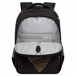 Рюкзак GRIZZLY школьный, анатомическая спинка, 2 отделения, для девочек, "DIAMOND HEART", 39х30х20 см, RG-568-3/1