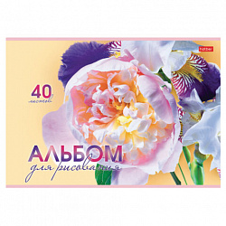 Альбом для рисования А4 40 л., скоба, обложка картон, HATBER, 205х290 мм, "Грация цветов", 085137, 40А4В