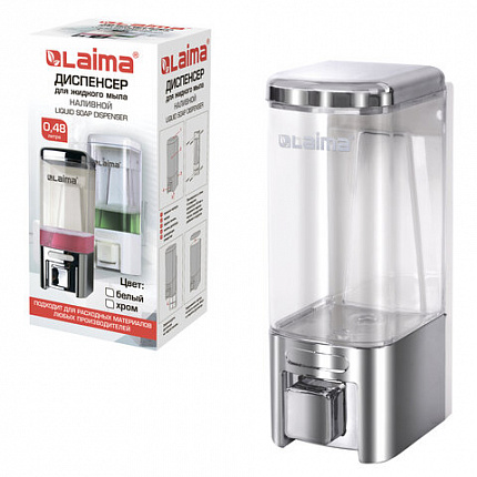 Дозатор для жидкого мыла LAIMA, НАЛИВНОЙ, 0,48 л, хром, ABS-пластик, 605053