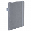 Блокнот А5 135x212 мм BRAUBERG "Edge", под кожу, резинка, держатель, 80 л., клетка, серый, 117146