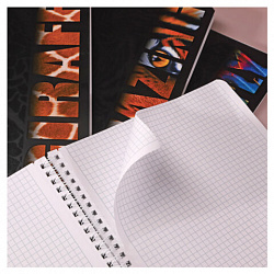 Тетрадь А4 96 л., HATBER, гребень, клетка, матовая ламинация, 3D-лак, "Animals print" (микс), 085842, 96Т4лолВ1гр