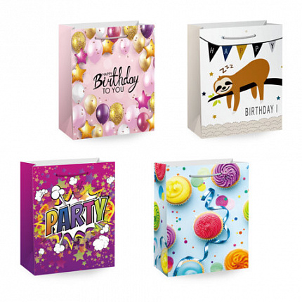 Пакет подарочный (1 штука) 26х13х32 см (L), "Party Collection", ассорти, глиттер, фольга, ЗОЛОТАЯ СКАЗКА, 700817