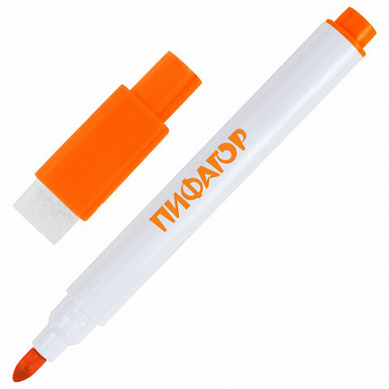 Маркеры стираемые 2 мм для белой доски и планера со стирателем НАБОР 12 ЦВЕТОВ, ПИФАГОР, 152565