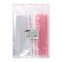 Пакеты ZIP LOCK "зиплок" ПРОЧНЫЕ, комплект 100 шт., 180х250 мм, ПВД, 60 мкм, BRAUBERG EXTRA, 608173