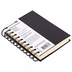 Скетчбук, слоновая кость 140 г/м2 90х140 мм, 80 л., КОЖЗАМ, гребень, BRAUBERG ART CLASSIC, черный, 116474