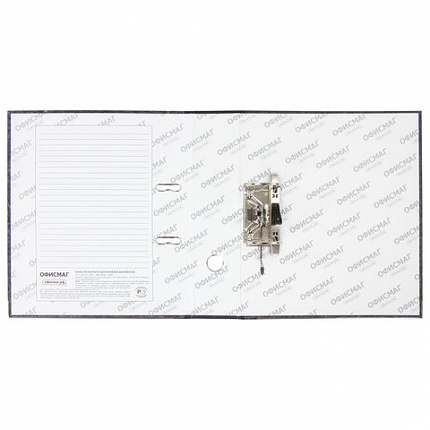 Папка-регистратор ОФИСМАГ, фактура стандарт, с мраморным покрытием, 75 мм, черный корешок, 222097