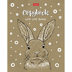 Тетрадь А5, 48 л., HATBER, скоба, клетка, обложка крафт-картон, "Милые зверьки" (микс в спайке), 066339, 48Т5В1