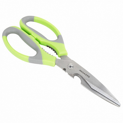 Ножницы кухонные DASWERK (ДАСВЕРК), 210 мм, с орехоколом, открывашкой, зазубренным лезвием, 608903
