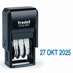 Датер-мини, месяц БУКВАМИ, оттиск 20х3,8 мм, синий, TRODAT 4810 P4, корпус черный, подушка, 70621