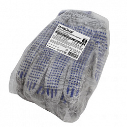 Перчатки хлопчатобумажные, КОМПЛЕКТ 5 ПАР, 10 класс, 50-52 г, 133 текс, ПВХ-точка, LAIMA ЛЮКС 2, СЕРЫЕ, 604474