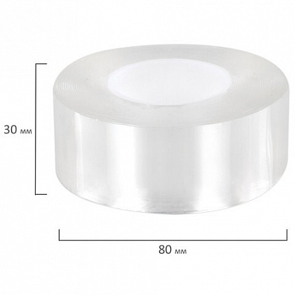 Многоразовая двухсторонняя прозрачная крепежная лента, скотч NANO tape, 5 м x 3 см, толщина 1 мм, WBZ (ВБЗ), 700426