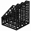 Лоток вертикальный для бумаг BRAUBERG "ULTRA", 240 мм, 3 отделения, сетчатый, сборный, черный, 238249