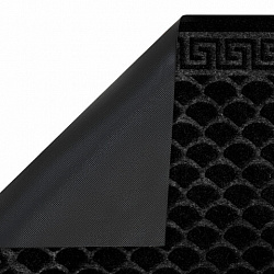 Коврик придверный 60х90 см, ЧЕРНЫЙ, грязезащитный, 430 г/м2, ПОЛУКРУГ, фактурный рисунок ЧЕШУЙКИ, ЛЮБАША, 701051