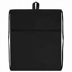 Мешок для обуви BRAUBERG БОЛЬШОЙ, с ручкой, карман на молнии, сетка, 49х41 см, "Total Black", 273453