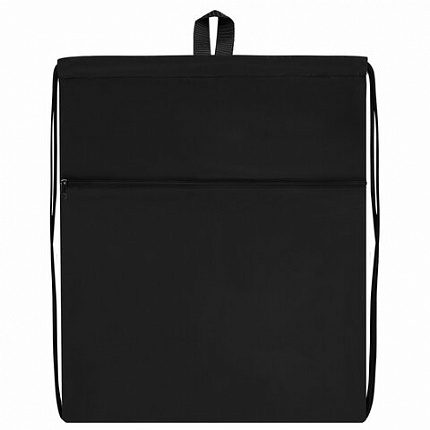 Мешок для обуви BRAUBERG БОЛЬШОЙ, с ручкой, карман на молнии, сетка, 49х41 см, "Total Black", 273453