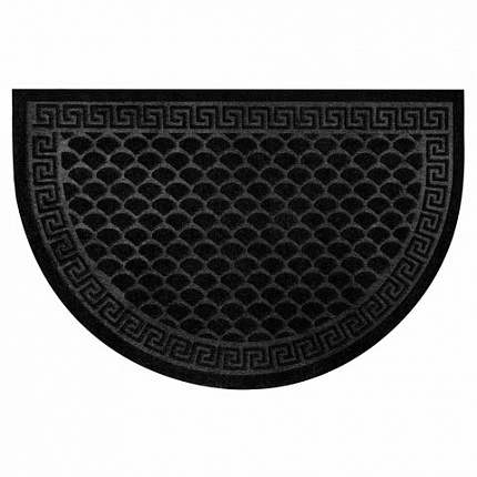 Коврик придверный 60х90 см, ЧЕРНЫЙ, грязезащитный, 430 г/м2, ПОЛУКРУГ, фактурный рисунок ЧЕШУЙКИ, ЛЮБАША, 701051