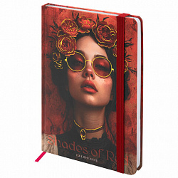 Ежедневник недатированный с резинкой А5 145х203 мм, BRAUBERG, твердый, фольга, 128 л., "Red vibe", 116298