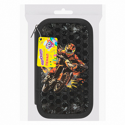 Пенал ЮНЛАНДИЯ, 2 отделения, ламинированный картон, конгрев, 19х11 см, "Fire moto", 273496