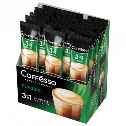 Кофе растворимый порционный COFFESSO "3 в 1 Classic", пакетик 14 г, 102904