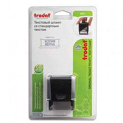 Штамп стандартный "КОПИЯ ВЕРНА", оттиск 38х14 мм, синий, TRODAT 4911P4-3.45, 53577