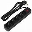 Сетевой фильтр SONNEN SPB-185, 5 розеток с заземлением, выключатель, 10 А, 1,8 м, черный, 513656