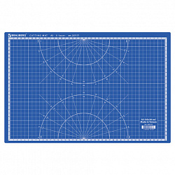 Коврик (мат) для резки BRAUBERG EXTRA 5-слойный, А3 (450х300 мм), двусторонний, толщина 3 мм, синий, 237177