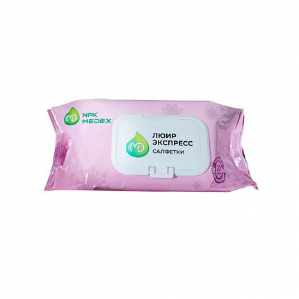 Дезинфицирующие салфетки влажные 100 шт., ЛЮИР ЭКСПРЕСС, для обработки рук и поверхностей