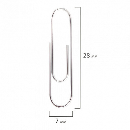 Скрепки STAFF "EVERYDAY", 28 мм, металлические, 100 шт., в картонной коробке, Россия, 220012
