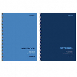 Тетрадь А4, 120 л., BRAUBERG, гребень, клетка, матовая ламинация, "Классика Blue", 405643