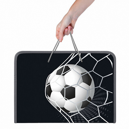 Папка для труда на молнии с ручками ПИФАГОР А4, 1 отделение, пластик, органайзер, "Ball kick", 272229