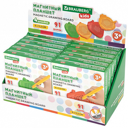 Магнитный планшет MAGPAD MINI для рисования 9х11,5 см, 91 шарик, ассорти, BRAUBERG KIDS, 665106