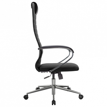 Кресло офисное МЕТТА "SU-B-10" хром, ткань-сетка, сиденье и спинка мягкие, черное