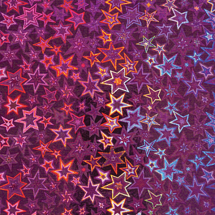 Цветная бумага, А4, ГОЛОГРАФИЧЕСКАЯ САМОКЛЕЯЩАЯСЯ, 8 листов 8 цветов, ОСТРОВ СОКРОВИЩ, "ЗВЕЗДЫ", 129286