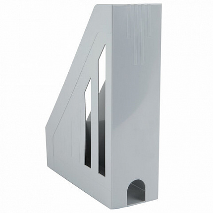 Лоток вертикальный для бумаг BRAUBERG "Contract" (260х85х300 мм), отверстия на торцах, серый, 230887