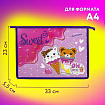 Папка для тетрадей ЮНЛАНДИЯ А4, 1 отделение, пластик, на молнии, "Candy friends", 272139