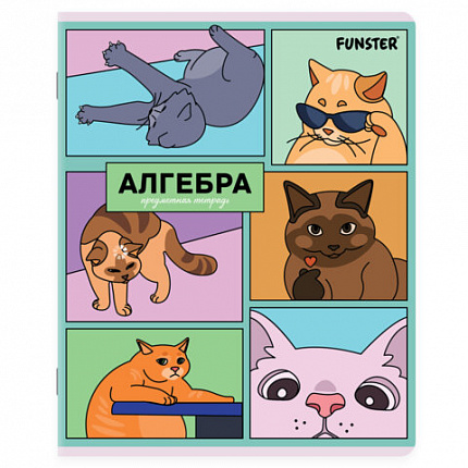 Тетради предметные, КОМПЛЕКТ 12 ПРЕДМЕТОВ, 48 л., TWIN-лак, FUNSTER (ФАНСТЕР), МЕМНЫЕ КОТЫ, 405604