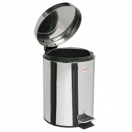 Ведро мусорное с педалью 3 литра "Classic", ЗЕРКАЛЬНОЕ, нержавеющая сталь, со съемным внутренним ведром, LAIMA, 604942