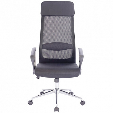 Кресло офисное BRABIX "Flight R EX-541", хром, ткань TW, сетка, черное/серое, 532518