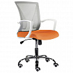 Кресло BRABIX "Wings MG-306", пластик белый, хром, сетка, серое/оранжевое, 532011