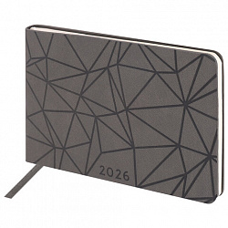 Еженедельник датированный 2026 МАЛЫЙ ФОРМАТ 105х160 мм, А6, BRAUBERG "Imprint", тиснение, черный, 117209