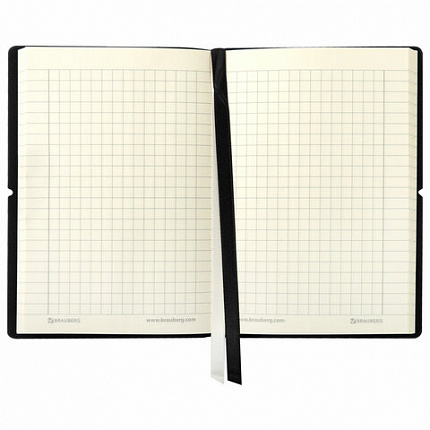 Блокнот МАЛЫЙ ФОРМАТ (100х150 мм) А6, BRAUBERG "Black Jack", 128 л., гладкий кожзам, резинка, клетка, черный, 125243