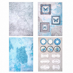 Бумага для скрапбукинга 15х21 см "В лазурных тонах", двусторонняя, 12 листов, 240 г/м2, ОСТРОВ СОКРОВИЩ, 665442