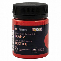 Краска по ткани акриловая "Декола", банка 50 мл, красная, Невская Палитра, 4128331