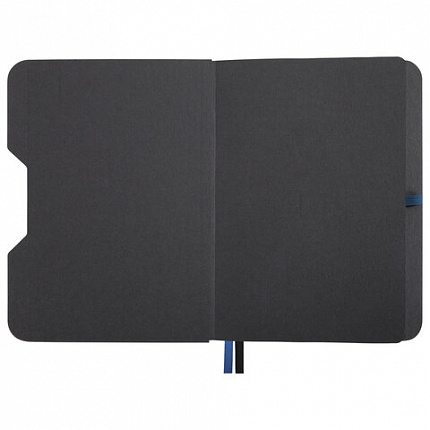 Блокнот А5 (162х218 мм), BRAUBERG "NOTE", под кожу софт-тач, с резинкой, 80 л., клетка, синий, 113438