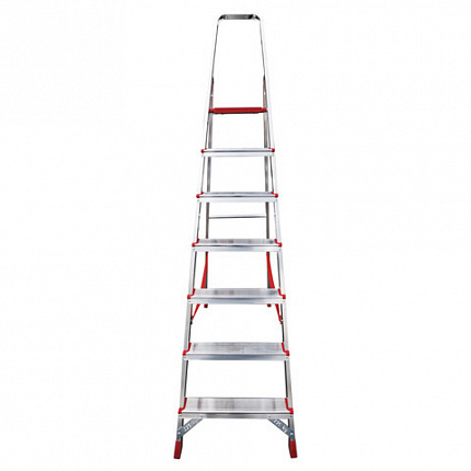 Стремянка алюминиевая 7 стандартных ступеней 9 см, площадка 1,5 м, нагрузка 225 кг, вес 7 кг, НОВАЯ ВЫСОТА, 3110107