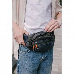 Сумка на пояс HEIKKI PROMPT (ХЕЙКИ), 2 отделения, регулируемый ремень, карман-антивор, синяя, 37х14х5 см, 273927